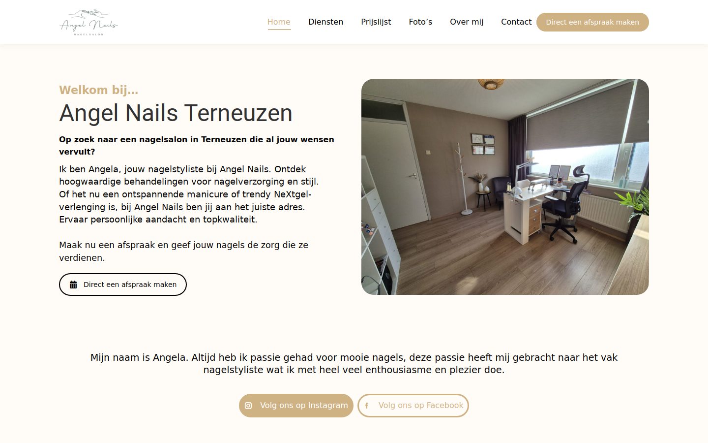 Website van Angel Nails