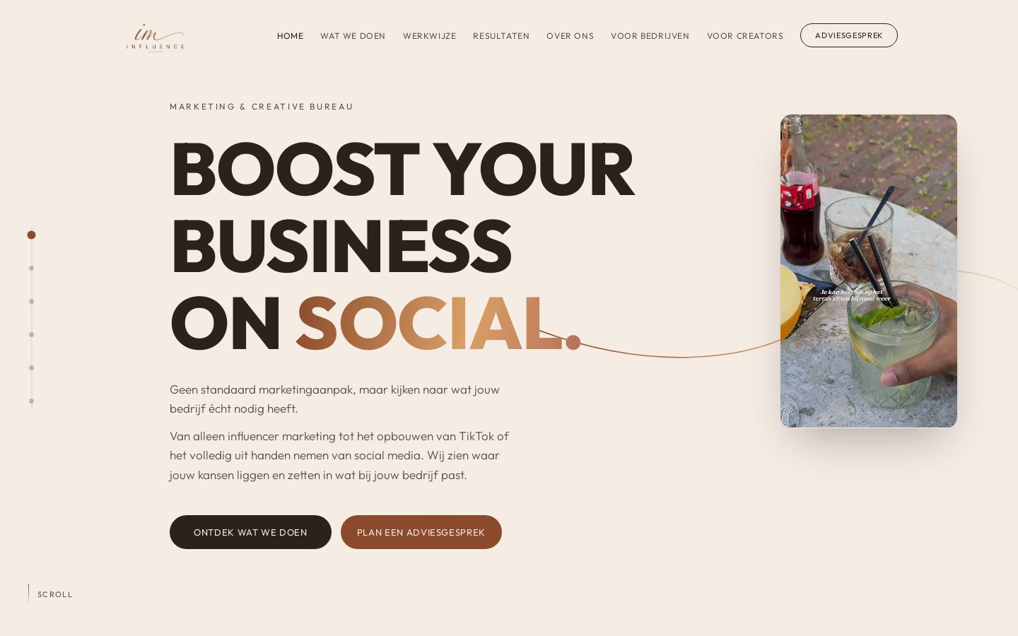 Website van IM Influence